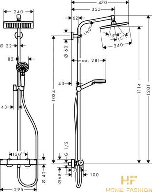 Душова система з термостатом HANSGROHE Crometta E 240 1jet Showerpipe хром, 27271000