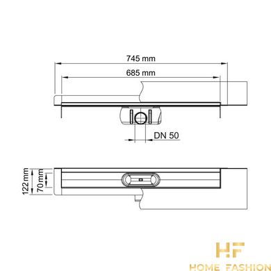 Душевой канал ACO ShowerDrain C-line 685 мм 9010.88.01 с горизонтальным фланцем, стандартный сифон