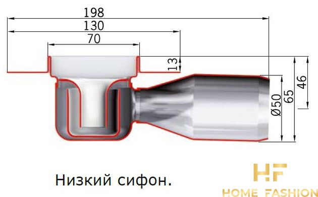 Душовий канал ACO ShowerDrain C-line 685 мм 9010.88.29 (408764) з вертикальним фланцем, низький сифон