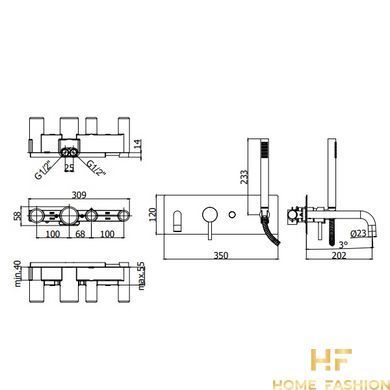 Смеситель для ванны Paffoni Light Steel Looking (LIG001ST)