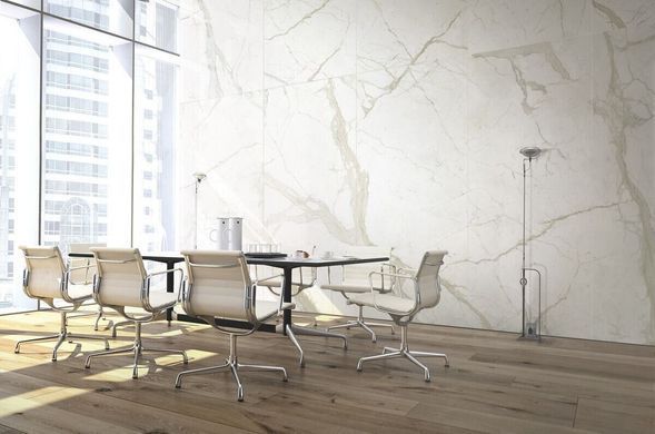 Керамогранит Ultra Marmi Bianco Calacatta 150x300 Levigato Silk