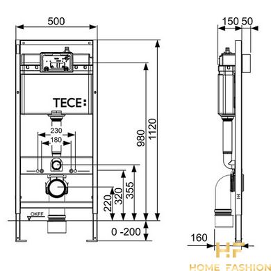 Інсталяція для підвісного унітазу TECEbase 9400405 з клавішею змиву TECEambia, колір - хром