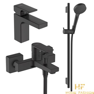 Набор смесителей для ванны Hansgrohe Vernis Shape MB 100 (71561670+71450670+26423670) чёрный матовый (20230003)