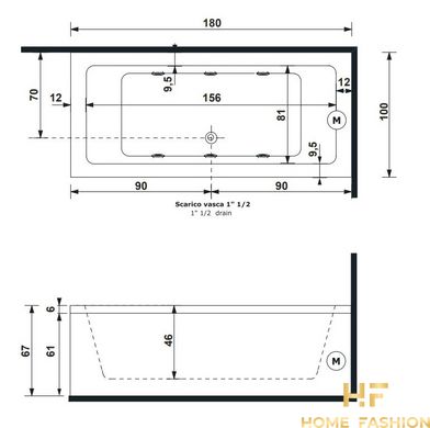 Ванна TREESSE Quadra 181 V0711