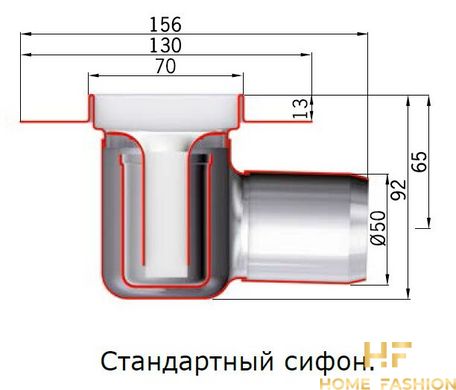 Душовий канал ACO ShowerDrain C-line 885 мм 9010.88.03 (408717) з горизонтальним фланцем, стандартний сифон