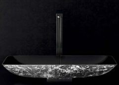 Раковина накладна Glass Design Nek Lux ALUNEKLBSN, колір - чорний / срібло