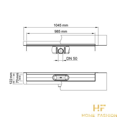 Душевой канал ACO ShowerDrain C-line 985 мм 9010.88.04 с горизонтальным фланцем, стандартный сифон