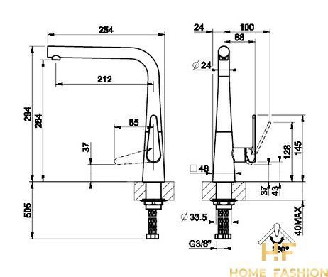 Смеситель для кухни Gessi Proton S черный матовый (60105#299)