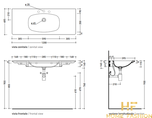 Раковина Flaminia NudaFlat ND120L