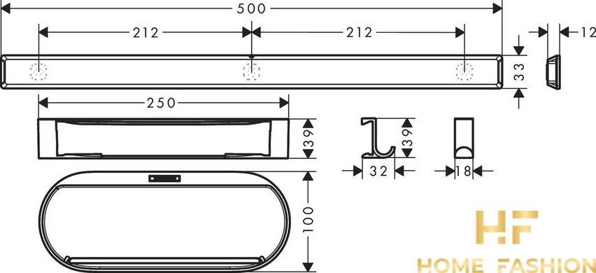 Набор аксессуаров Hansgrohe WallStoris чёрный матовый (27968670)