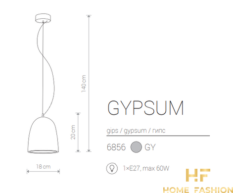 Підвісний світильник Nowodvorski Modern GYPSUM 6856 GY
