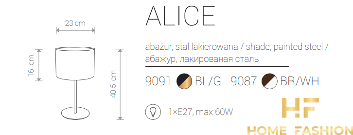 Настільна лампа Nowodvorski Modern ALICE 9091 BL / G