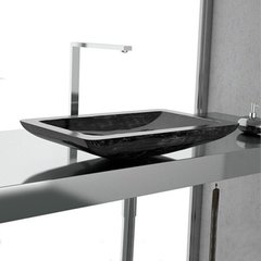 Раковина накладная Glass Design Vogue ALUVOA02, цвет - черный / серебро