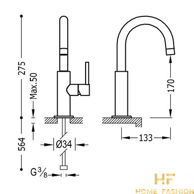 Смеситель для раковины TRES STUDY EXCLUSIVE 26290403, цвет - хром