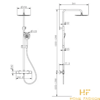 Душова система з термостатом Devit Brushed Nickel (HB-GRD008BN)