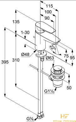 Смеситель для раковины Kludi Pure&Solid 343820575