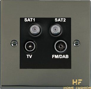 Розетка TV / SAT1 / SAT2 / FM Hamilton Cheriton 98DENTB, колір - Black Nickel