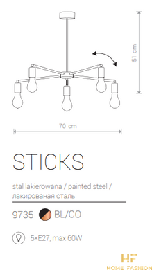 Підвісна люстра Nowodvorski Modern STICKS 9735 BL / CO