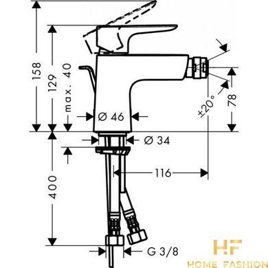 Смеситель для биде HANSGROHE Talis E, однорычажный, 71720000