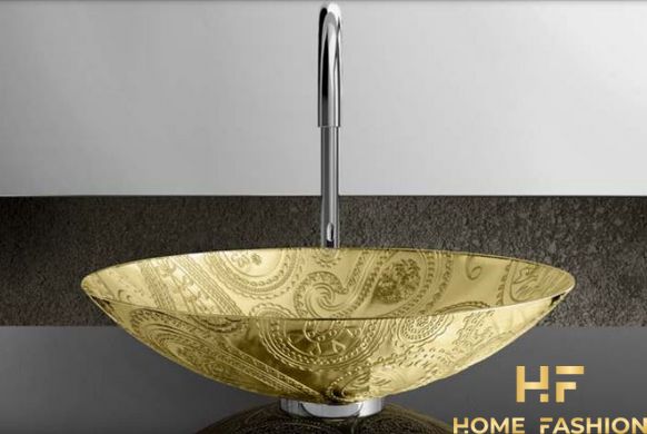Раковина накладная Glass Design Arabesque Lux ARABESQUELGDF4XL, цвет - золото / хром