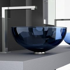 Раковина накладная Glass Design Laguna Murano Blue LAGUNAT42F4, цвет - синий прозрачный / хром
