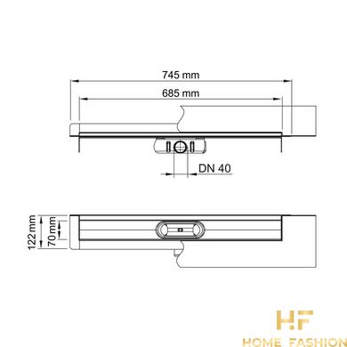 Душовий канал ACO ShowerDrain C-line 685 мм 9010.88.22 з горизонтальним фланцем, низький сифон