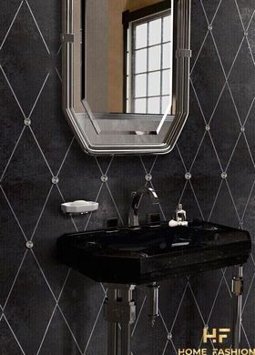 Плитка Petracer`s Ad Maiora Rhombus Platino su Nero, fregio Platino 50x100