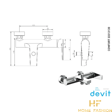 Смеситель для ванны Devit Comfort хром (33313130)