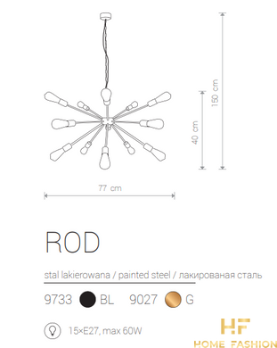 Подвесная люстра Nowodvorski Modern ROD 9733 BL