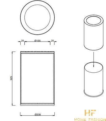 Відро для сміття DECOR WALTHER ROOMS 0615060, колір - чорний матовий