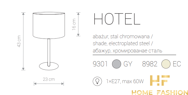 Настільна лампа Nowodvorski Modern HOTEL 9301 GY