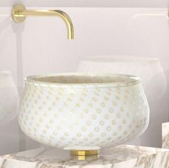 Раковина накладна Glass Design Ottico Murano Lux OTTICOWGF3, колір - білий з золотом / золото