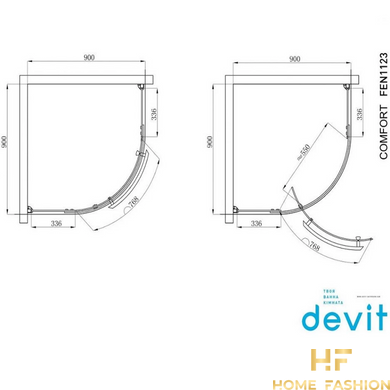 Душова кабіна Devit Comfort 90х90 хром/прозоре скло (FEN1123)