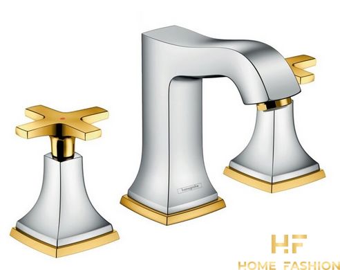Смеситель для раковины HANSGROHE Metropol Classic двухвентильный хром/золото, 31306090
