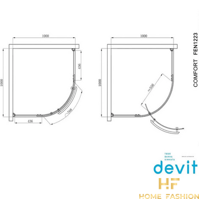 Душова кабіна Devit Comfort 100х100 хром/прозоре скло (FEN1223)