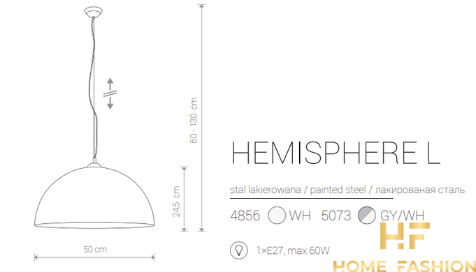 Підвісний світильник Nowodvorski Modern HEMISPHERE L 5073 GY / WH