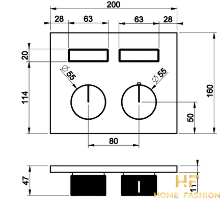 Настінний термостатичний змішувач для душа GESSI HI-FI COMPACT 63004-031