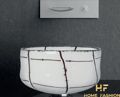 Раковина накладная Glass Design Canale Murano ANALEWBF4, цвет - бело-черный / хром