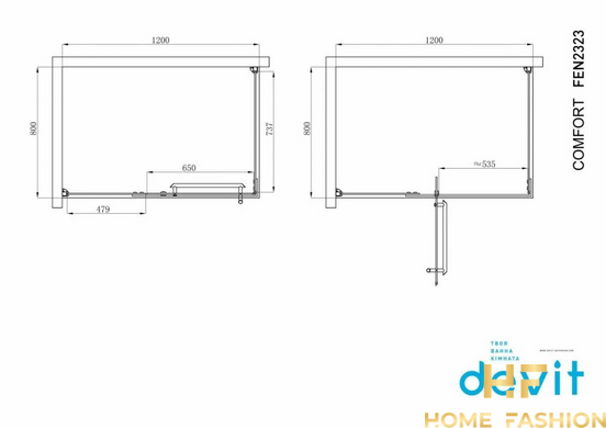 Душова кабіна Devit Comfort 120х80 хром/прозоре скло (FEN2323)