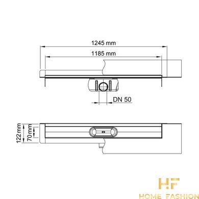 Душевой канал ACO ShowerDrain C-line 1185 мм 9010.88.27 с горизонтальным фланцем, низкий сифон