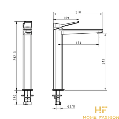 Смеситель для раковины высокий Devit Up чёрный матовый (81X11120B)