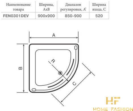 Душевая кабина Devit Nymfa с поддоном 90х90 хром/прозрачное стекло (FEN0301DEV)