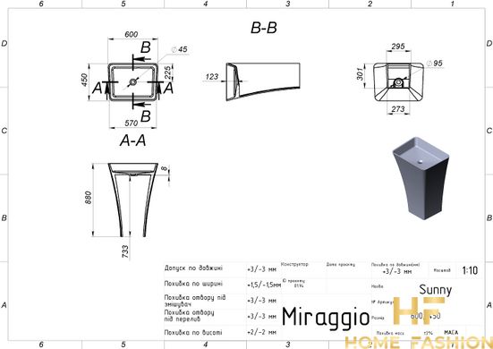 Підлогова раковина Miraggio Sunny White Matt 0001250