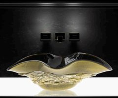 Раковина накладна Glass Design Arte Murano Due ARTEDUENFOF4, колір - чорний / сусальне золото