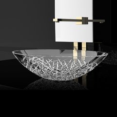 Раковина накладная Glass Design Ice Oval ICEOVT01F4, цвет - прозрачный / хром