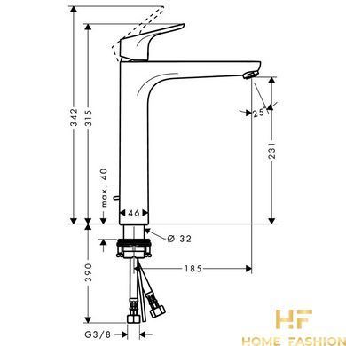 Змішувач для раковини HANSGROHE Focus 230 одноважільний, із зливним гарнітуром, хром, 31531000