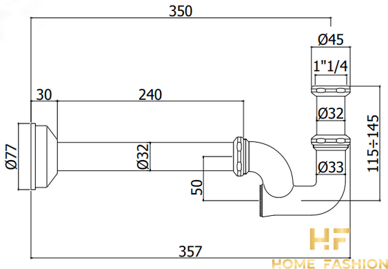 Сифон для раковини PAFFONI ZACC 063 CR, колір хром