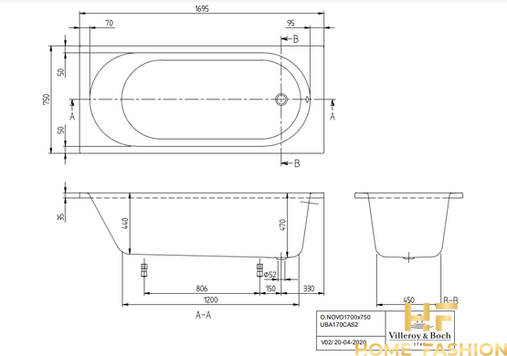 Ванна VILLEROY & BOCH O.NOVO UBA170CAS2V-01