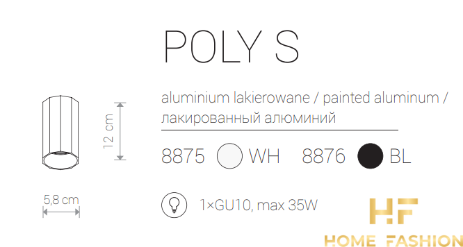 Точковий світильник Nowodvorski Modern POLY S 8876 BL