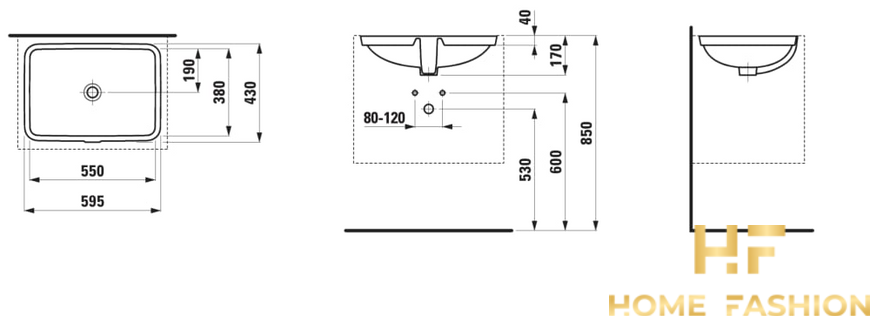 Раковина вбудована під стільницю Laufen Pro H8119680001091